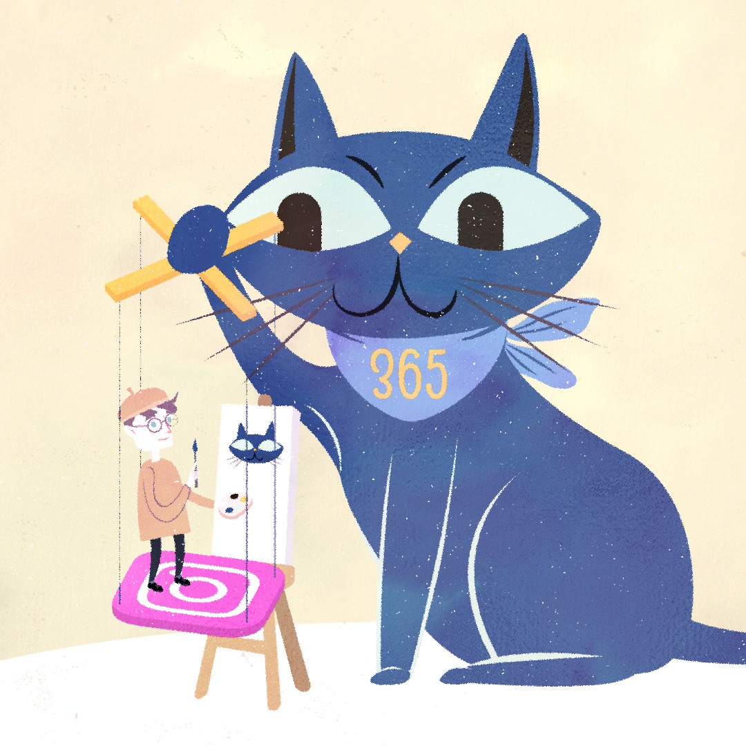 365 Days Cat Illustration