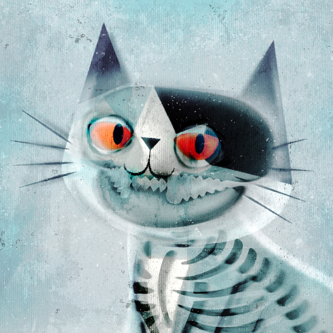 Skeleton Cat Illustration