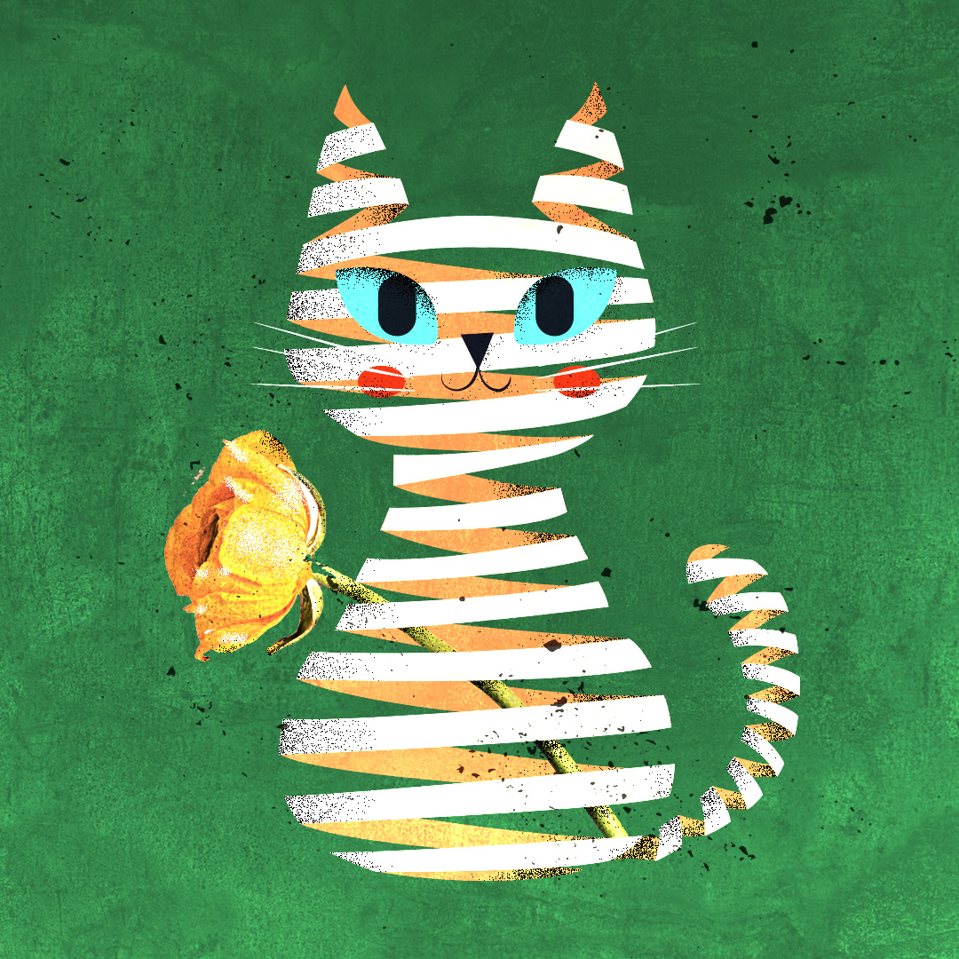 Flower Cat Illustration