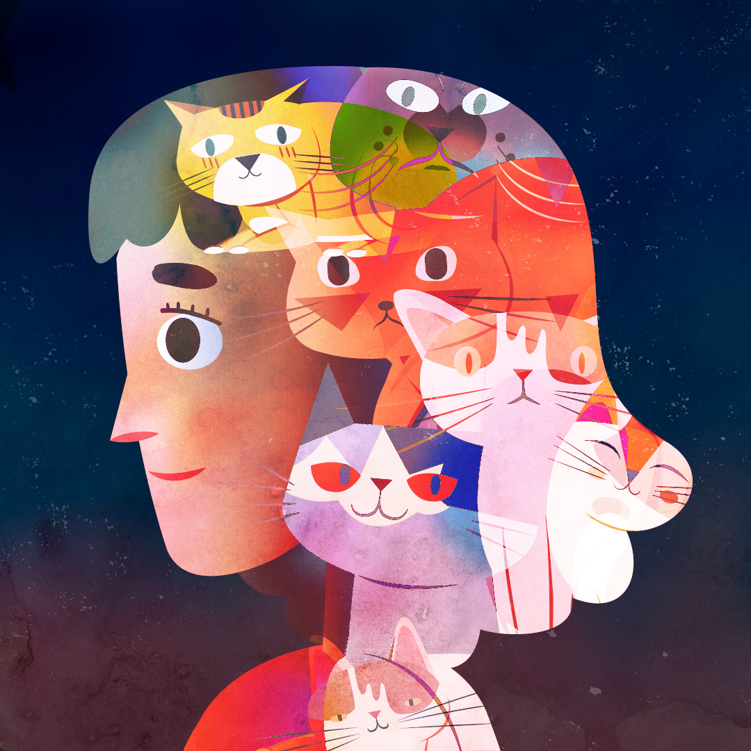 Cat Head Illustration